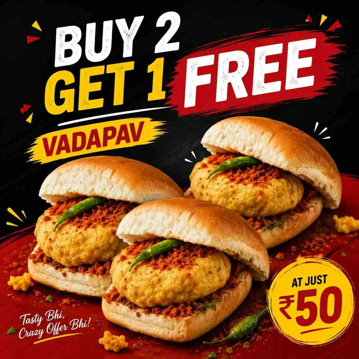 Vadapav Combo (Buy 2 Get 1 Free)